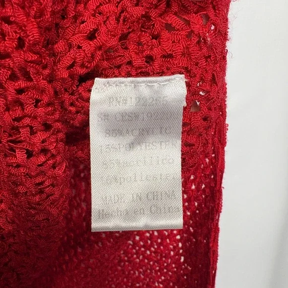 Red Knit Sweater Oversized V Neck Long Sleeve Pullover Comfy Casual Top‎ - Picture 3 of 4